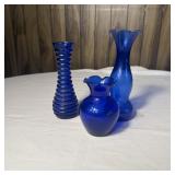 (3) Cobalt Blue Vases