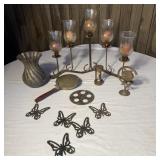 Brass/ Copper Decor- Candle Stand, Butterfly