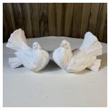 (2) Glazed White Porcelain Dove Figurines