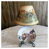 Country Farmhouse Rooster Accent Lamp with Plate