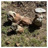 (3) Concrete Bulldog Garden Statues