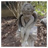 12" Concrete Sitting Angel Statue
