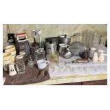 Kitchen Lot- Milk Glass, Salt & Pepper Shakers,