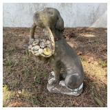 25" Concrete Dog with Basket Garden statue