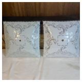 (2) Vintage MCM Frosted Glass Ceiling Light Shades