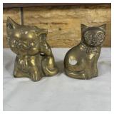 (2) Solid Brass Cat/Kitten Figures/Coin bank