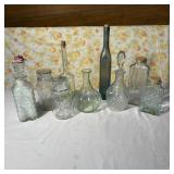 (9) Glass Bottles/Vases/Decanter- Tiara,