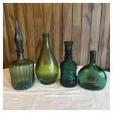 (4) Vintage Decanters/Bottles- Gallo Green