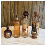 (4) Vintage Decanter & Liquor Bottle- Cabin