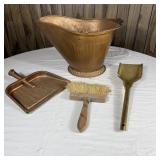 Vintage Copper & Brass Fireplace Fireside Set