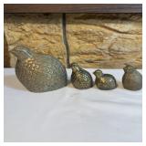 (4) Vintage Brass Quail Partridge Bird