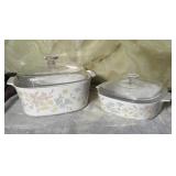 (2) VINTAGE CORNING WARE PASTEL BOUQUET CASSEROLE