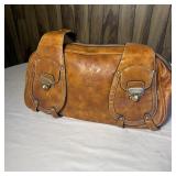 Brown Faux Leather Shoulder Bag Multi Pocket