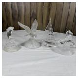 (4) Glass Figures- Dolphin, Horse, Sailboat, Bird