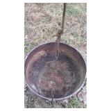 Yard Art, Witches pot with tractor ring decor