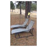 (2) PATIO CHAIRS & (2) SHEPHERDS HOOKS