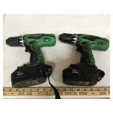 (2) HITACHI DRILLS W/ BATTERIES & CHARGER