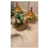 GLASS JAR W/ SOAP & DECORATIVE PLANT