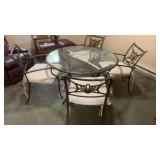 GLASS PATIO TABLE  & FOUR CHAIRS