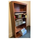 WOOD BOOK SHELF MEASURES  36'W X 12'D X 72'T