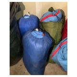 (5) SLEEPING BAGS & (2) SINGLE AIR BEDS