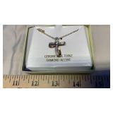 BLUE TOPAZ DIAMOND ACCENT NECKLACE (HALLMARK)