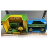 2- JOHN DEERE TOYS JD 40 TRACTOR, FLARE BOX WAGON