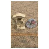 CLOCK, SOAP DISPENCER, CUP & TOILET BRUSH