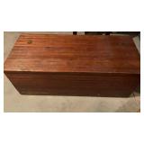 WOOD CHEST/ FOOTLOCKER MEASURES 48'L X 21'W X 18'T