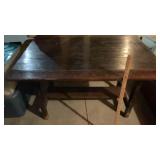 WOOD TABLE, MEASURES 47'L X 34'W X 29'T