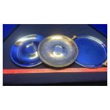 ASSORTED SILVER, PLATTERS, TEA POT & SERVING DISH