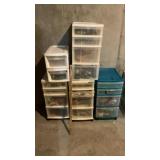 (5) ORGANIZER BINS W/ MISC. CHRISTMAS  DECORE
