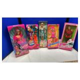 (5) BARBIES, CANADIAN, FOUNTAIN MERMAID, CAMP,