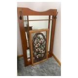 STAIN-GLASS FLORAL PIECE & MIRROR
