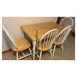 WOOD TABLE & FOUR CHAIRS MEASURES 45' W X 28'L X T
