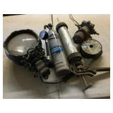 METAL SHELF W/ CONTENTS INCLUDES, SPOT LIGHT