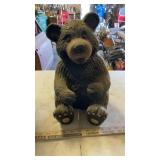 BEAR STATUE & GALV. CAN