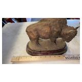 (2) BUFFALO STATUES, CAST IRON CAT & HOOF