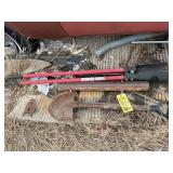 POST HOLE DIGGER, POST POUNDER & SHOVEL