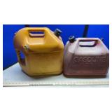 (2) GAS CANS, BOTTLE JACK, JACK STANDS & TIRE BAR