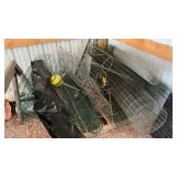 ASSORTED ROLLS OF GARDEN FENCING, SAW HORSE &