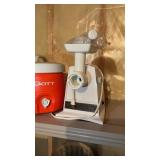 OSTER FOOD GRINDER, WATER COOLER, GLASSES &
