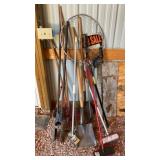 SHOVEL, RAKE, POST HOLE DIGGER & MISC. TOOLS