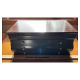 WOOD JEWELRY CASE AND COSTUME JEWELRY