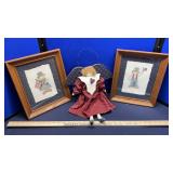 SINGER SEWING BOOK, WOOD SHELF, WALL HANGINGS &