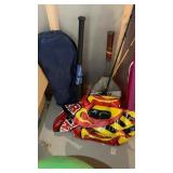 WATER TUBE, SLEDS, WORKOUT BALL & TENNIS RACKETS