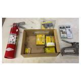 STAPLER, FIRE EXTINGUISHER, SAND PAPER &