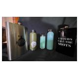 water bottles and large flasks