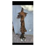 Metal artwork, eagle, buffalo, 5 ft tall