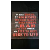 wooden biker sign